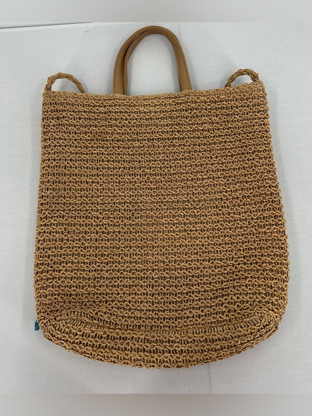 Raffia woven straw colorful Bow Tote Beach Bag euro summer coastal vacation - Picture 6 of 16